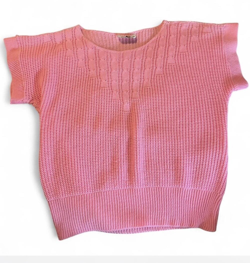 Golden Wings Pink Sweater Vest Sleeveless Knit Top Vintage 80s 70s